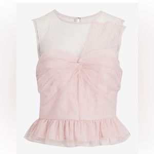 Express Pink Tulle Peplum Bubble Top